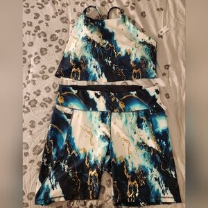 Old Navy Blue and White Activewear Set